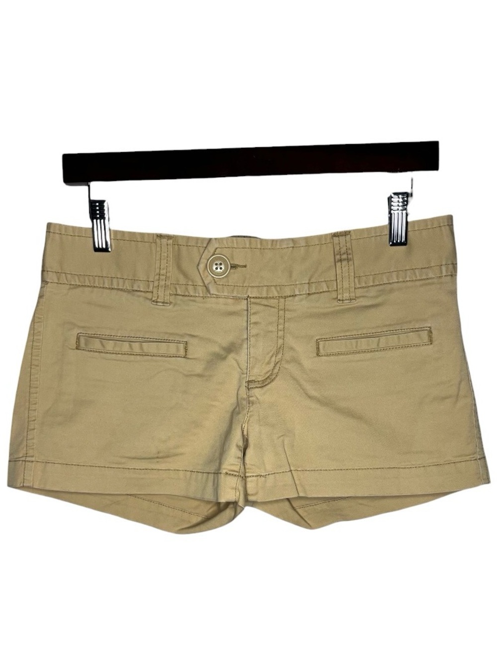 Y2K Vintage American Eagle Khaki Low Rise Mini Shorts Stretch Cotton Chino